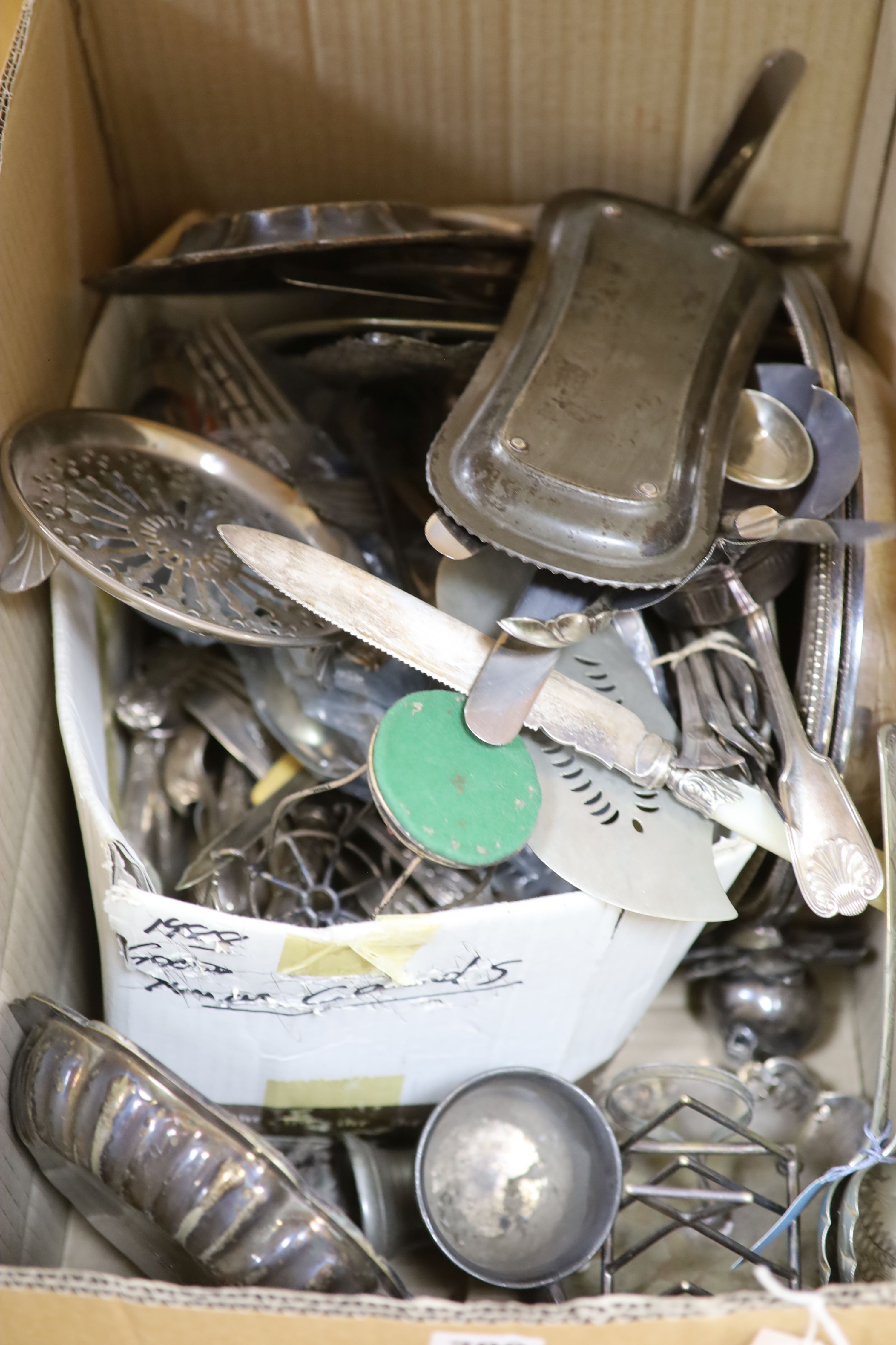 A quantity of silver and plated ware including cutlery